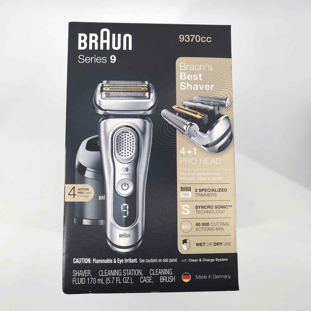 Braun Series 9 9370cc Wet & Dry Electric Shaver Silver 4+1 Pro Head